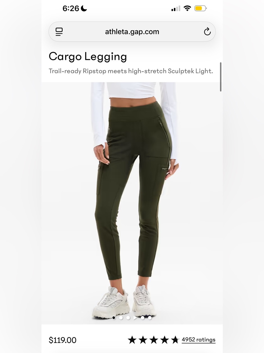 Athleta Highlands Hybird II Cargo Olive Green Women’s Leggings